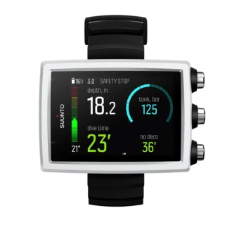 Komputer nurkowy Suunto EON Core w kolorze białym z kolorowym ekranem i dużymi cyframi
