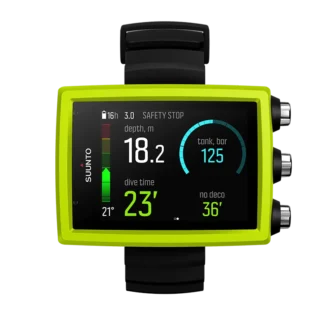Komputer nurkowy Suunto EON Core w kolorze limonkowym z kolorowym ekranem i dużymi cyframi