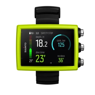 Komputer nurkowy Suunto EON Core w kolorze limonkowym z kolorowym ekranem i dużymi cyframi