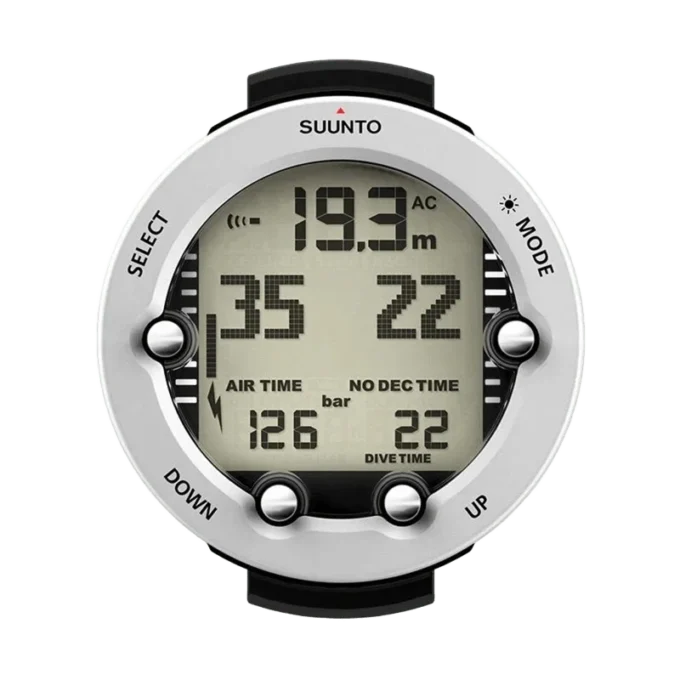 Komputer nurkowy Suunto Vyper Novo w kolorze białym z kompasem i przełącznikiem gazów