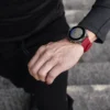 Oddychający czerwony silikonowy pasek do zegarka 24 mm