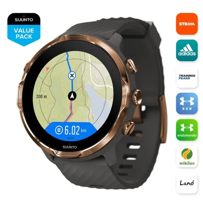 Suunto 7 graphite copper – smartwatch z wszechstronnymi funkcjami sportowymi
