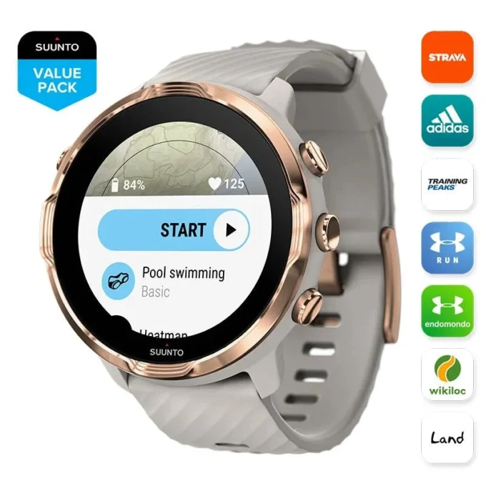 Suunto 7 w kolorze piaskowym z różowym złotem – smartwatch z wszechstronnymi funkcjami sportowymi