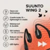 Suunto Wing 2 czarny – wysokiej klasy słuchawki przewodzące dźwięk przez kości Suunto Wing 2 czarny – wysokiej klasy słuchawki przewodzące dźwięk przez kości