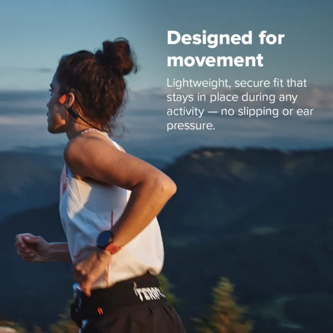 Suunto Wing 2 w kolorze koralowo-pomarańczowym – wysokiej klasy słuchawki przewodzące dźwięk przez kości Suunto Wing 2 w kolorze koralowo-pomarańczowym – wysokiej klasy słuchawki przewodzące dźwięk przez kości